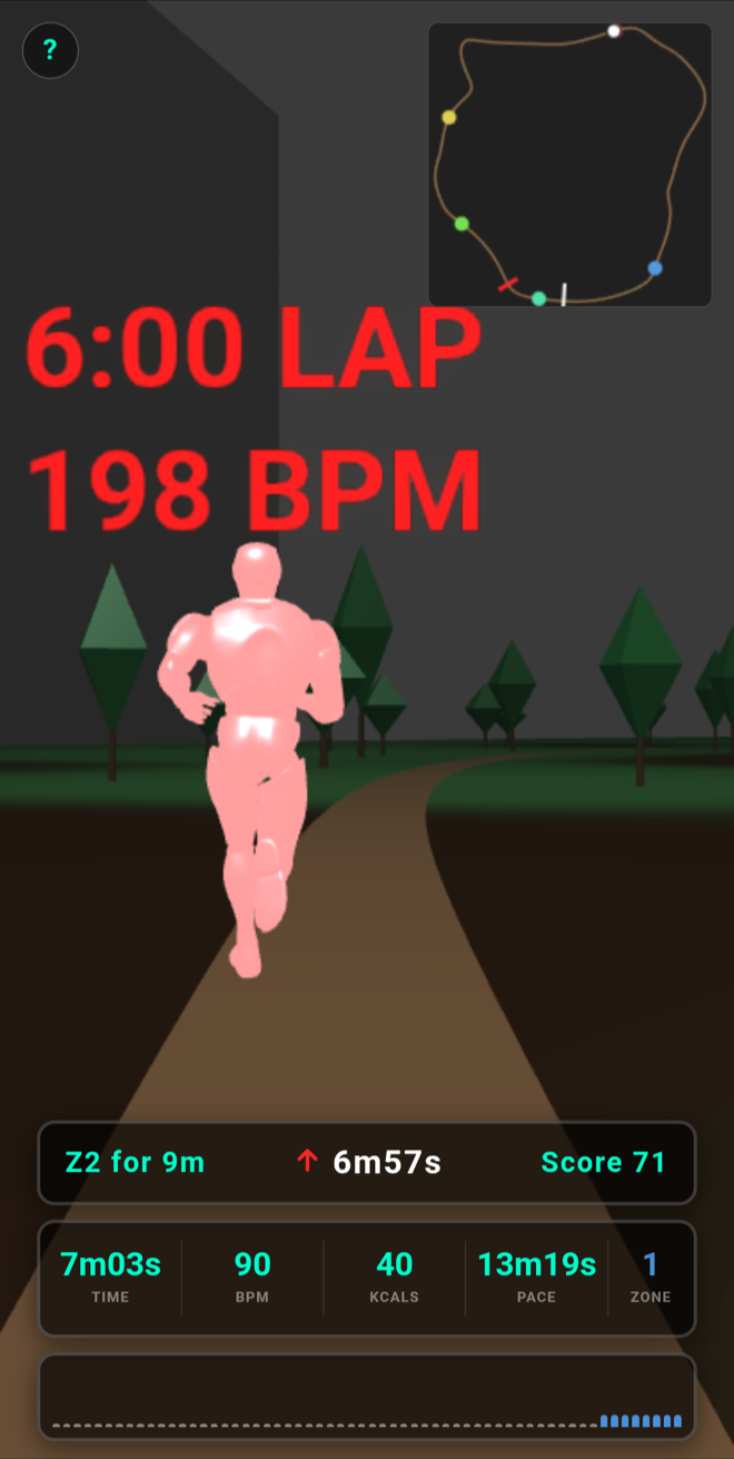 Racing a pacer bot with a lap notification in Heartrek